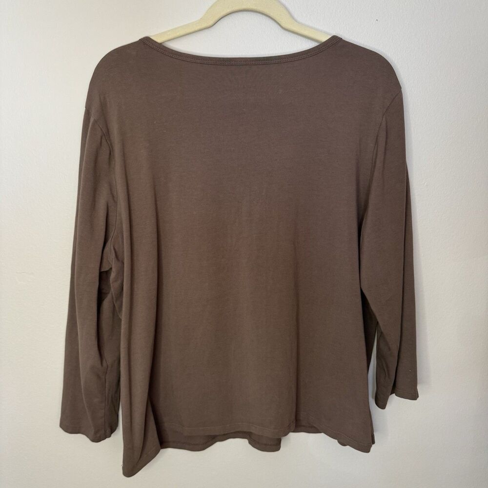 J Jill SuperSoft Crossover Tee XL Brown Shirt Super Soft Classic Casual V-Neck - Picture 7 of 12